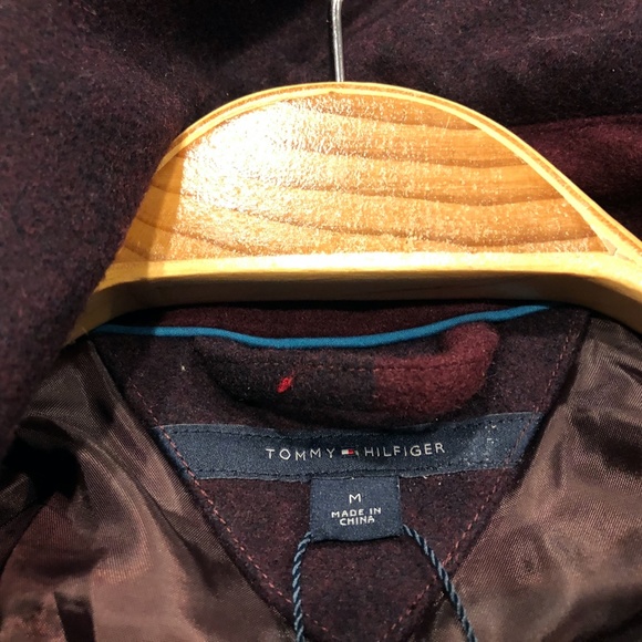 NWT Tommy Hilfiger M Burgundy Plaid  Wool Jacket - Picture 12 of 15